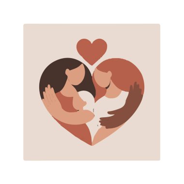 Kalp şeklinde siluette romantik çift yüzleri