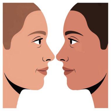 Çeşitli yüzler modern illüstrasyon tarzında birbirine yakın.