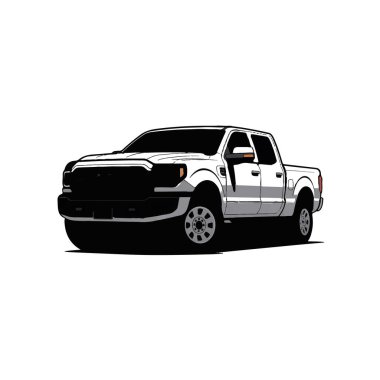 Parlak gümüş renkli, siyah aksanlı modern bir kamyonet.