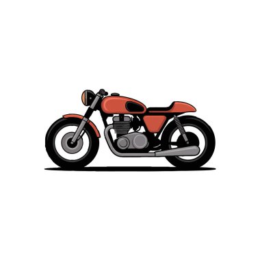 Gösterişli illüstrasyon tarzında klasik turuncu motosiklet.