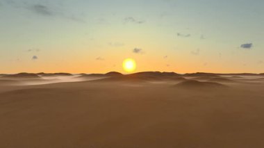 Çöl Gobi sabah gündoğumu hızlandırılmış fotoğraf (Lumion 3D yazılımı kullanılarak üretildi))