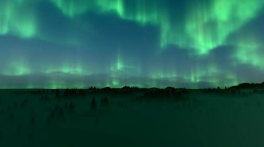 Romantik Kuzey Işıkları Yıldızlı Gökyüzü Samanyolu Zaman atlamalı Fotoğraf