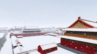 Pekin 'deki Yasak Şehir' de kar manzarası