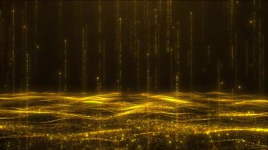 Altın parçacık dalgası okyanus arka planı