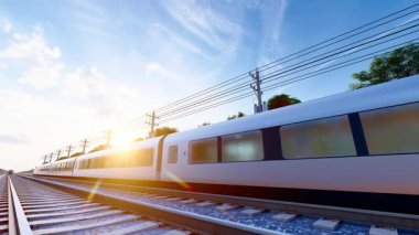 Yüksek hızlı tren sabahın erken saatlerinde kırsaldan geçiyor.