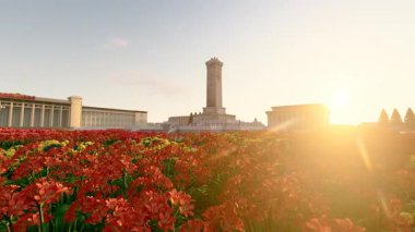 Pekin 'deki Halk Kahramanları Anıtı' nda Gün Doğumu