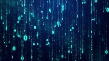 Bilgisayar ikili ve dijital yağmur damlaları