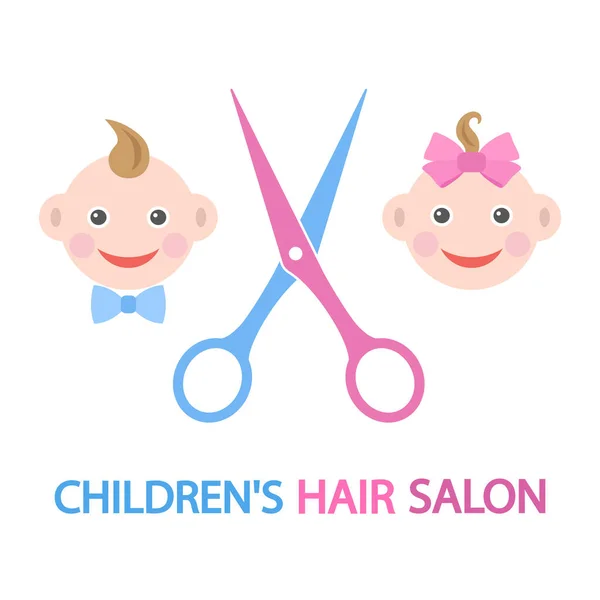 Illustration Salon Coiffure Pour Enfants Services Coiffure Industrie Beauté — Image vectorielle