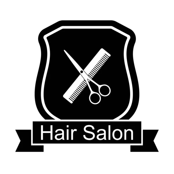 Illustration Logo Salon Coiffure Avec Ciseaux Peignes Sur Fond Blanc — Image vectorielle