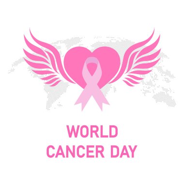 Dünya Göğüs Kanseri Günü. Dünyanın arka planında kalpte pembe kurdele var..