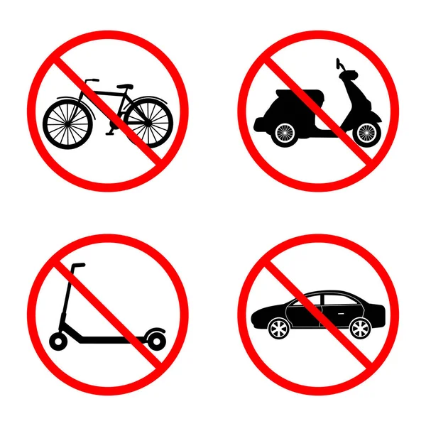 Illustration Panneau Interdisant Mouvement Une Moto Une Voiture Scooter Une — Image vectorielle