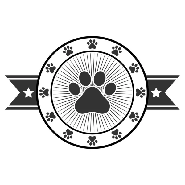Paw Print Icon Logo Illusztráció Design Kör Banner Fehér Háttér — Stock Vector