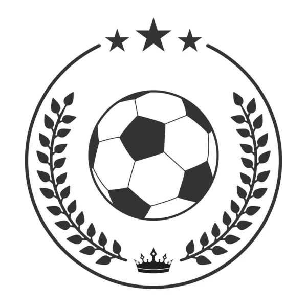 Illustratie Van Voetbal Laurierkrans Met Kroon Voetbal Kampioenschap Symbool — Stockvector