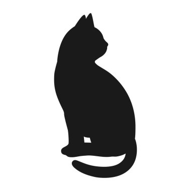 Beyaz arka planda siyah bir kedinin siluetinin çizimi