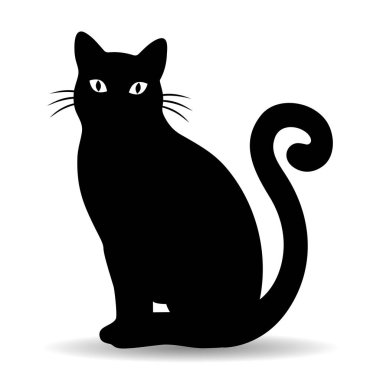 Beyaz arka planda siyah bir kedinin çizimi