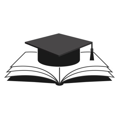 Siyah öğrenci şapkasının beyaz arka planda izole edilmiş dünya küresi görüntüsü