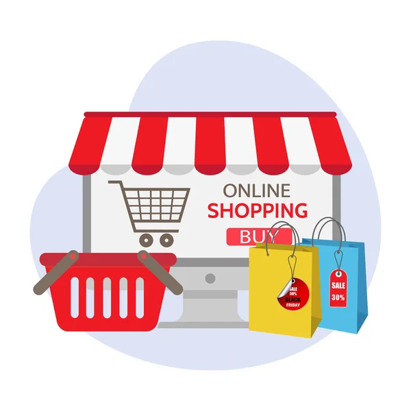 Online Shopping Mobile Digital Marketing — 스톡 벡터