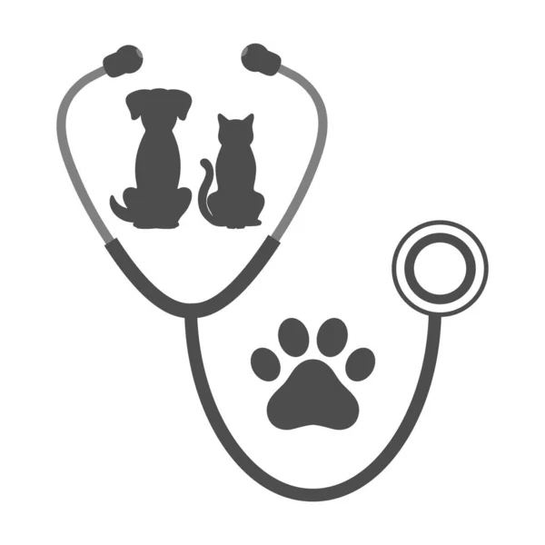 Logo Della Clinica Veterinaria Con Cane Gatto Sullo Sfondo Uno — Vettoriale Stock