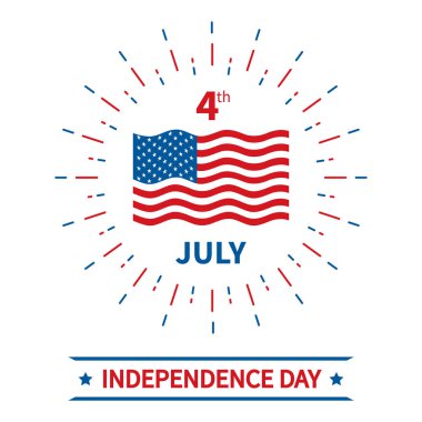 Amerika Birleşik Devletleri 'nin Bağımsızlık Günü' nün beyaz arka planda canlandırılması