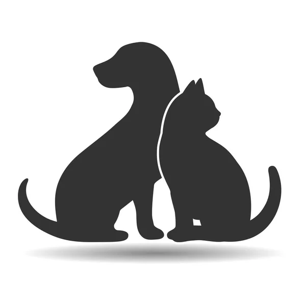 Illustration Silhuetter Hund Och Katt Logotyp Mall Design Emblem Design — Stock vektor