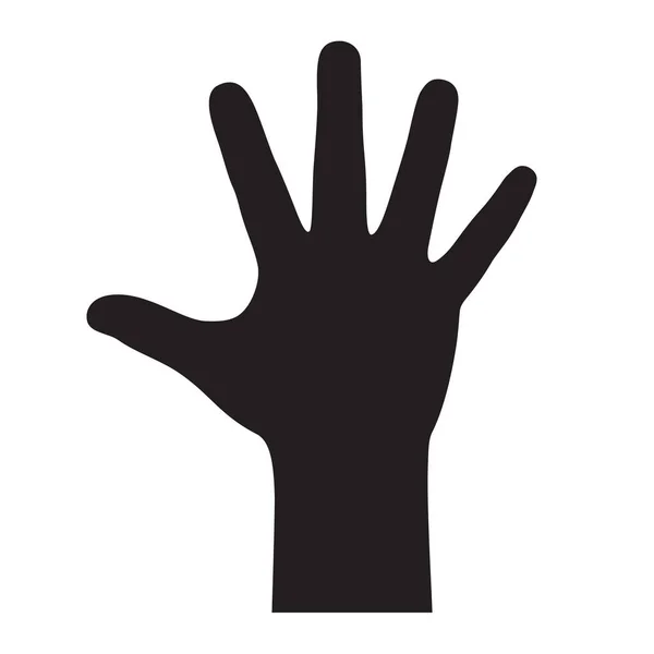 Bir Elin Siyah Silueti Avuç Içi Yukarıda Parmakları Açık — Stok Vektör