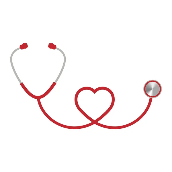 Κόκκινο Στηθοσκόπιο Σχήμα Καρδιάς — Διανυσματικό Αρχείο