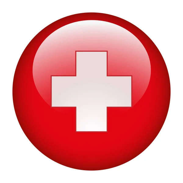 Croce Medica Simbolo Cerchio Rosso Illustrazione Sfondo Bianco — Vettoriale Stock