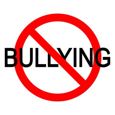 Kırmızılı zorbalık işareti beyaz arka planda daire çizmiş.