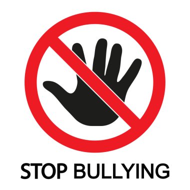 Beyaz arka planda çocuk zorbalığı işaretini durdur.