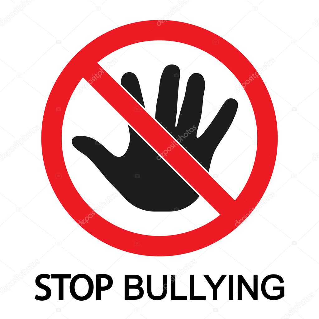 niño dejar de intimidar signo sobre un fondo blanco. 2024
