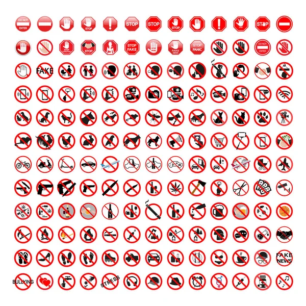 Conjunto Ilustración Varios Signos Prohibición — Vector de stock