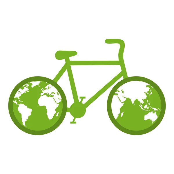 世界自行车日 具有地球世界概念的自行车 — 图库矢量图片