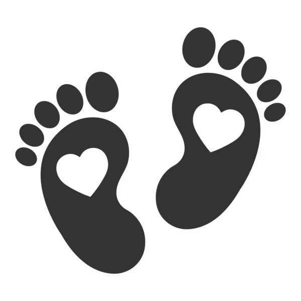Illustration Des Abdrucks Von Fußabdrücken Eines Kindes Mit Herz Auf — Stockvektor