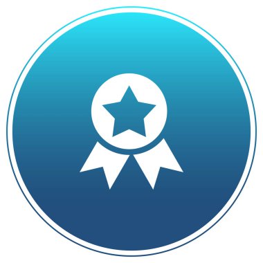 Premium Quality Rozet Simgesi: Mavi gradyan arkaplanlı bir yıldızı olan vektör ödüllü kurdele. Başarı, mükemmellik, kalite, derecelendirme, prim statüsü ve kurumsal ve e-ticaret tasarımındaki başarıyı simgeler