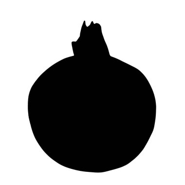 Siyah Nar meyve silueti, kalın grafik tasarım ikonu, doğal egzotik gıda konsepti ilüstrasyonu