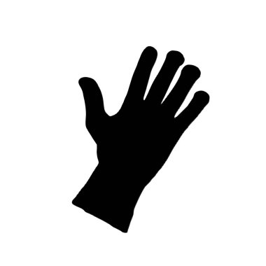 Siyah insan eli silueti, parmaklar geniş açılı, temiz beyaz arka plan tarzına karşı illüstrasyon