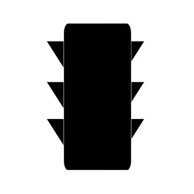 Minimalist siyah trafik ışığı silüeti beyaz arkaplan ilüstrasyonunda ulaşımı kontrol eden simge