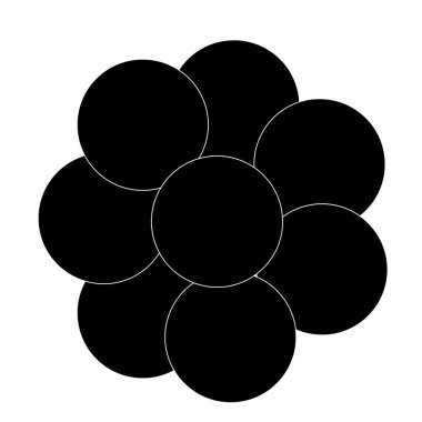 Siyah üst üste binen daireler geometrik desen, soyut tek renk grafiği beyaz arkaplan ilüstrasyonu