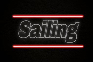 Parlak kırmızı neon yelkenli metin desenli siyah arkaplan