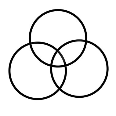 Üst üste üç siyah daire, beyaz arkaplan