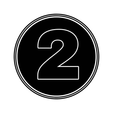 Siyah çember arkaplan simgesinde beyaz numara iki
