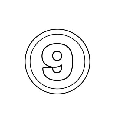 Beyaz arka planda dokuz numaralı siyah hat.