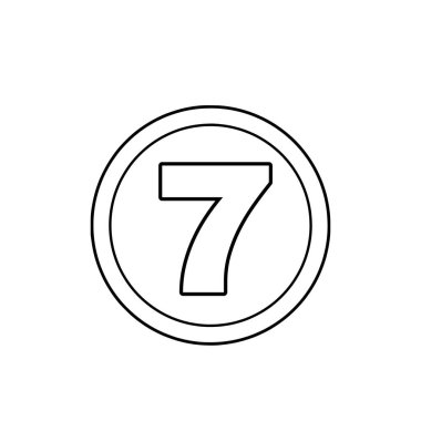 Beyaz arka plan çemberinde yedi numaralı beyaz çizgi