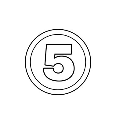 Beyaz çember arka planında beş numaralı siyah çizgi