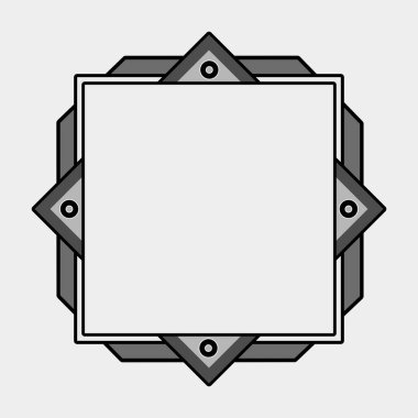Arkaplanda geometrik kenarı olan kare gri çerçeve