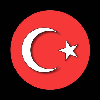 Kırmızı çember üzerinde Türk, sembol, bayrak, beyaz hilal yıldızı