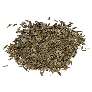 Beyaz Arkaplanda Kurumuş Kimyon Tohumları Yığını