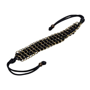 Siyah ve Altın Boncuklu Zincir Ağ Bileziği