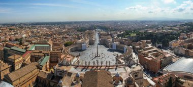 St. Peter Meydanı 'nın ve İtalya, Roma' daki Vatikan 'ın havadan panoramik manzarası