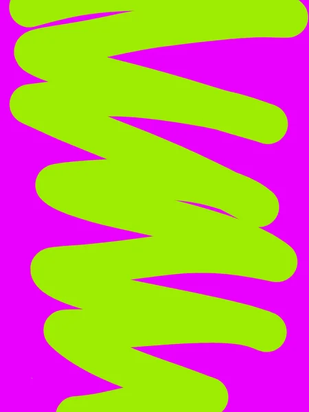 Canlı yeşil bir limon renginde koyu, dalgalı zigzag çizgileri olan grafik tasarımı sıcak pembe arka plana karşı.